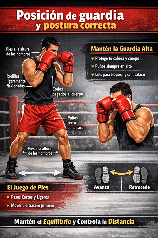 Posición de guardia boxeo